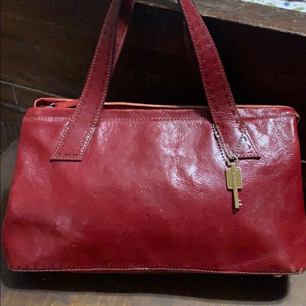Fossil red leather bag